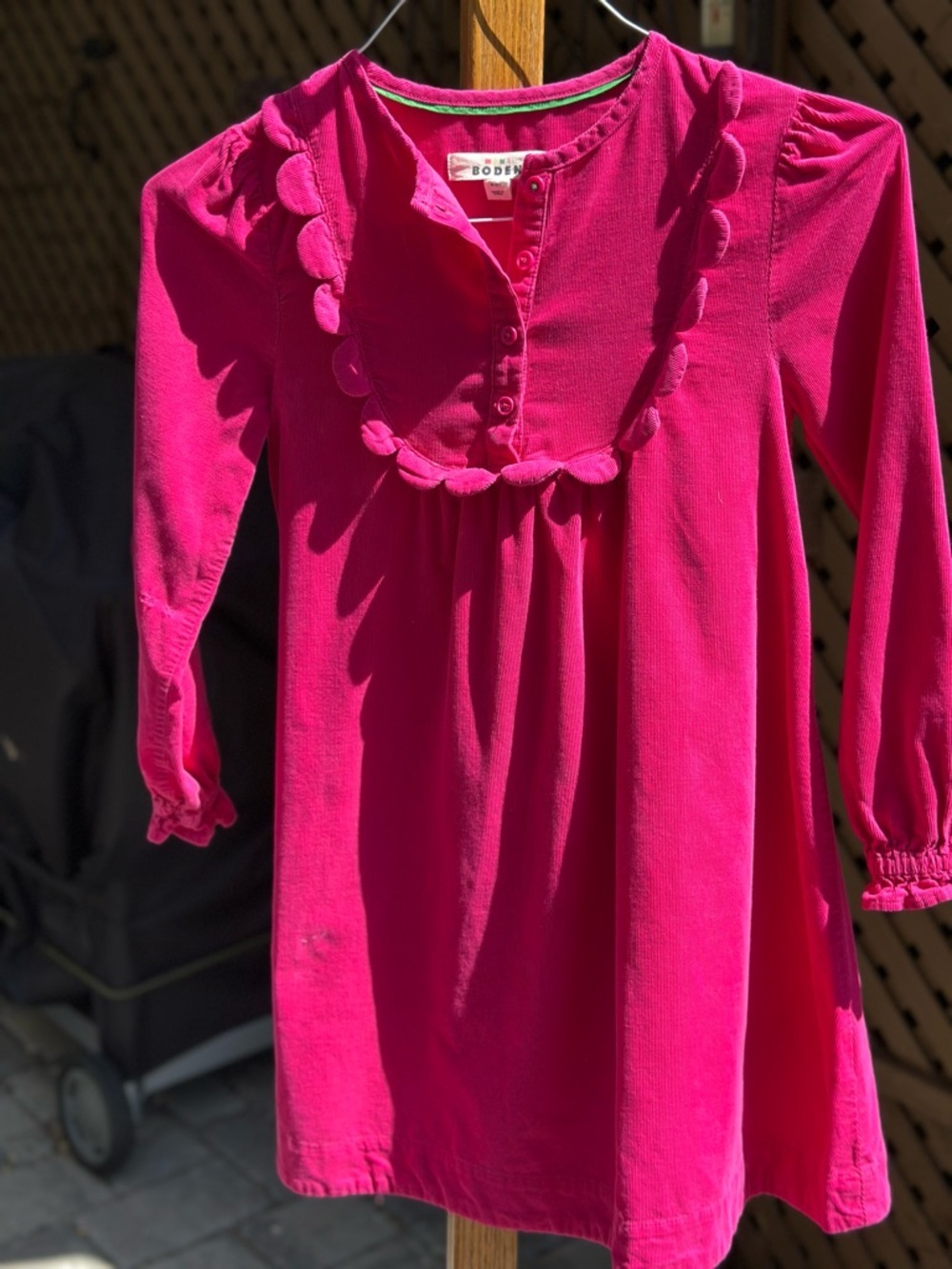 Mini Boden Bright Hot Pink Corduroy Long-Sleeve Dress 9 10Y